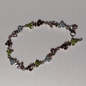 Sterling Silver Multi Stone Floral Bracelet
